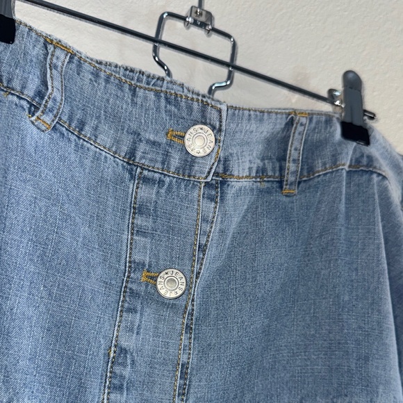 Three Bird Nest Country Mart Tiered Maxi Skirt Denim Size L Boho - Picture 11 of 12